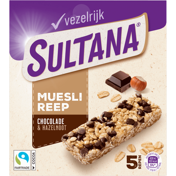 Sultana Mueslireep Chocolade & Hazelnoot 5 Stuks - JUMBO