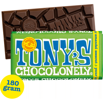 Tony's Chocolonely Amandel Zeezout Puur Chocolade reep 51% - JUMBO