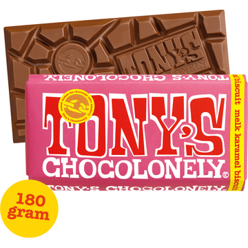 Tony's Chocolonely Melk Karamel Biscuit Chocolade Reep - JUMBO