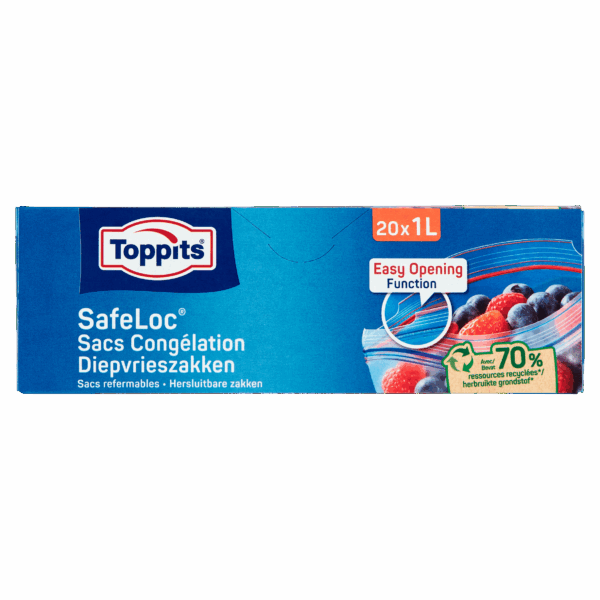 Toppits Safeloc Zip Diepvrieszakken 1L - PLUS