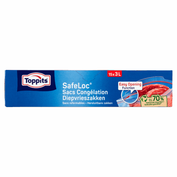 Toppits Safeloc Zip Diepvrieszakken 3L - PLUS