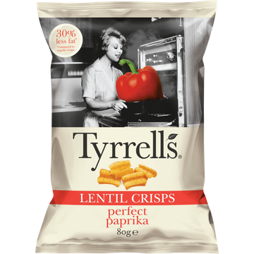 Tyrrells lentil crisps paprika - JUMBO