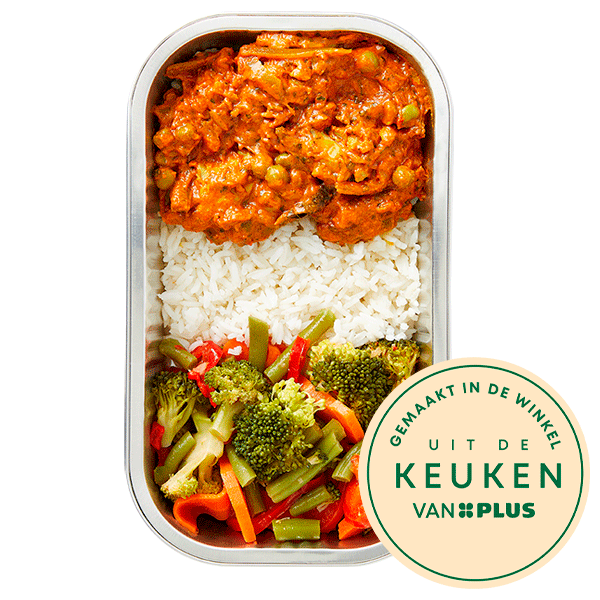 Uit de keuken van PLUS Curry madras witte rijst groente - PLUS