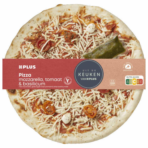 Uit de keuken van Pizza Mozzarella Tomaat Basilicum - PLUS