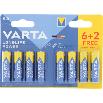 Varta Longlife Power AA 6+2 Stuks - JUMBO
