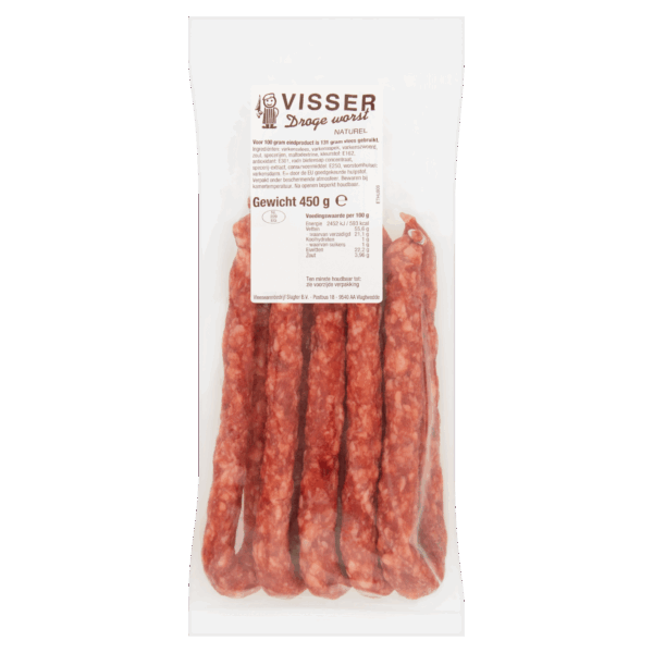 Visser Droge worst naturel 5 stuks - PLUS