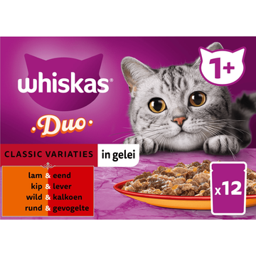 Whiskas 1+ Kattenvoer - Duo Classic Variaties in Gelei - JUMBO