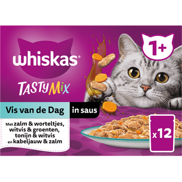 Whiskas 1+ Kattenvoer - Tasty Mix - Vis in saus - maaltijdzakjes - JUMBO