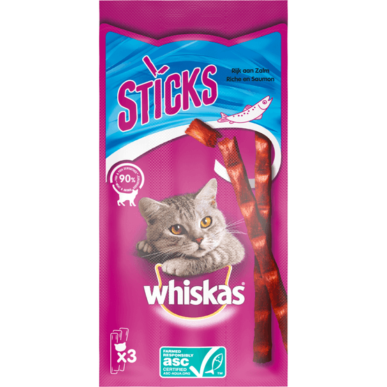 Whiskas Kattensnacks sticks rijk aan zalm - Dirk