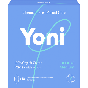 Yoni maandverband medium 100% biologisch katoen met vleugels - JUMBO