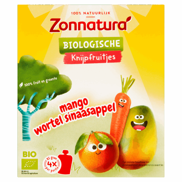 Zonnatura Knijpfruit Mango Wortel Sinaasappel - PLUS