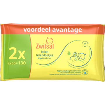 Zwitsal Billendoekjes Lotion 2 x 65 stuks - JUMBO